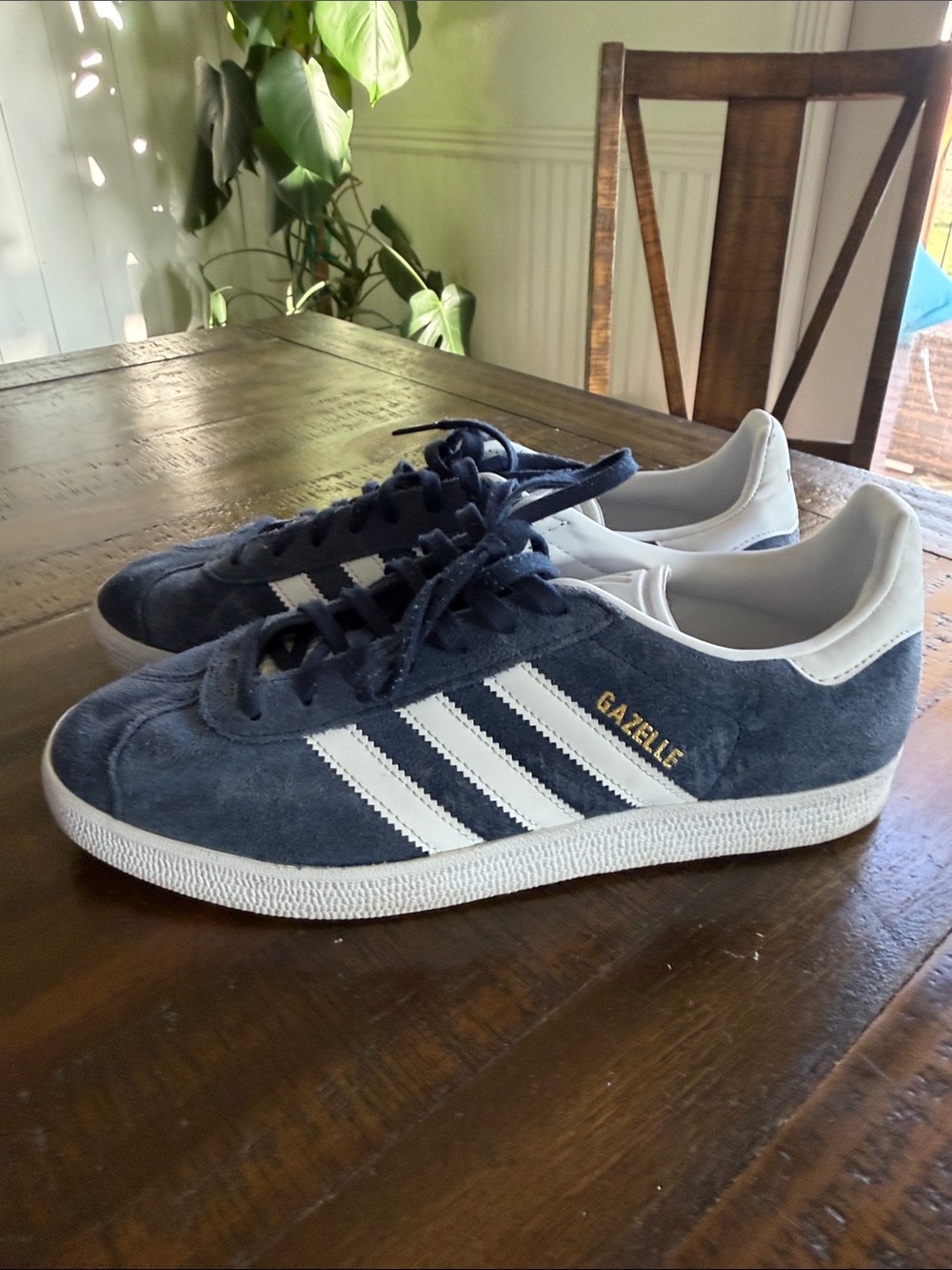 adidas Kids Gazelle Suede Sneakers Navy and White